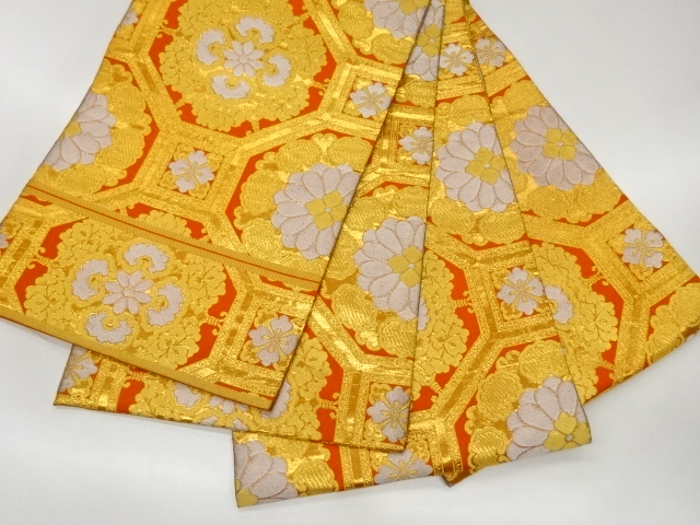  蜀江文に華文模様織出し丸帯